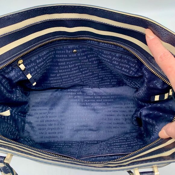 Kate Spade Cedar Street Offshore Blue & Ivory French Striped Harmony Tote - Picture 11 of 11